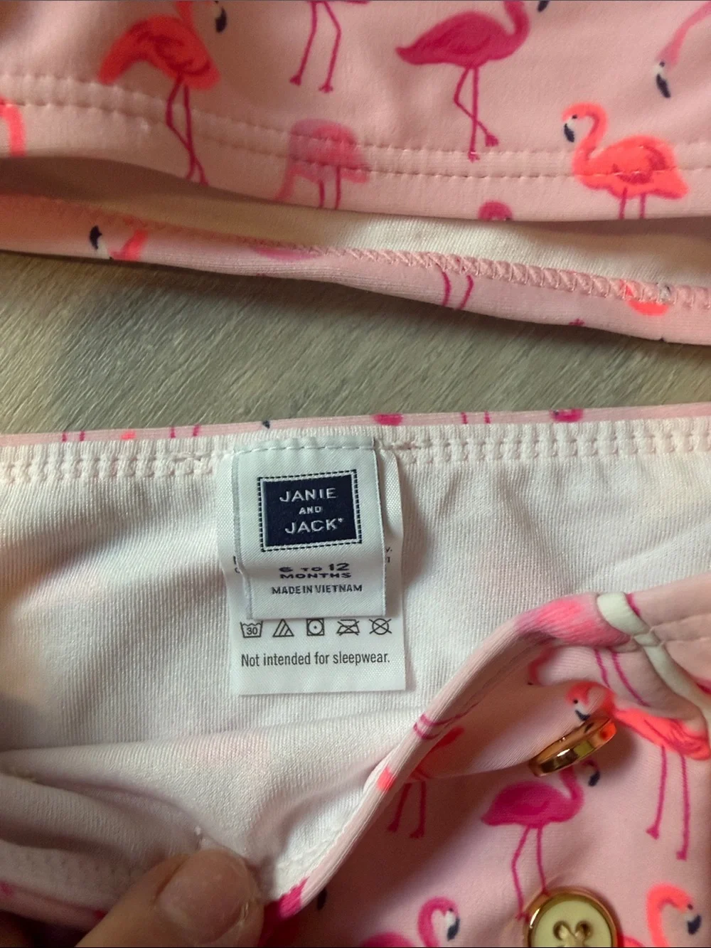 Janie and Jack Pink Flamingo Two-Piece Swim Set 6-12 months
